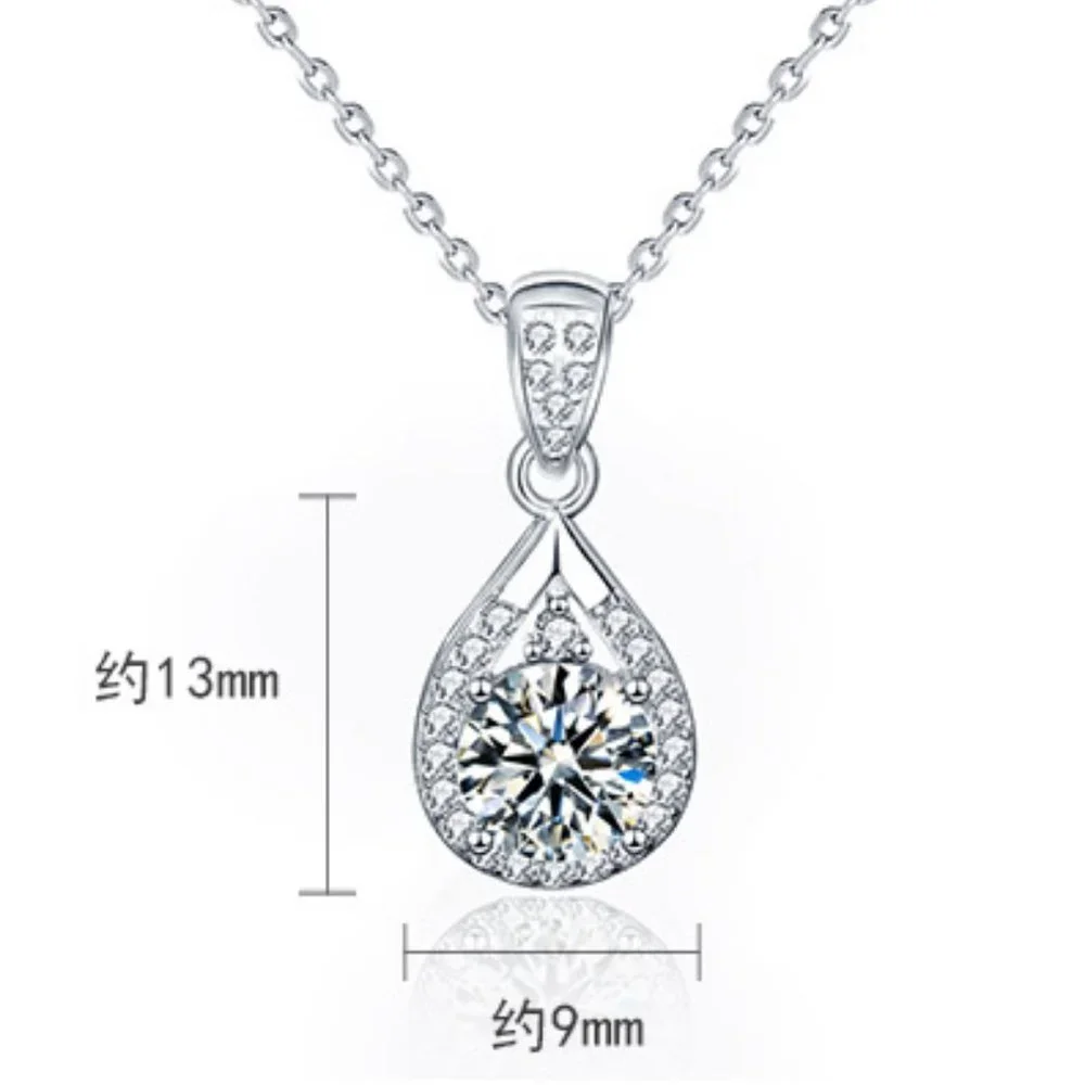 Certified 1ct. t.w. Moissanite Diamond Waterdrop Necklace NEW